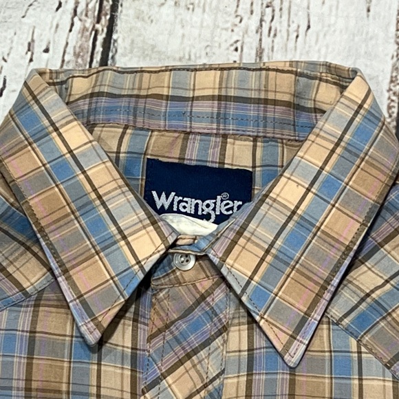 Wrangler Multicolor Plaid Shirt Rockabilly Pearl Snap Button Down Rancher Shirt - Picture 2 of 6